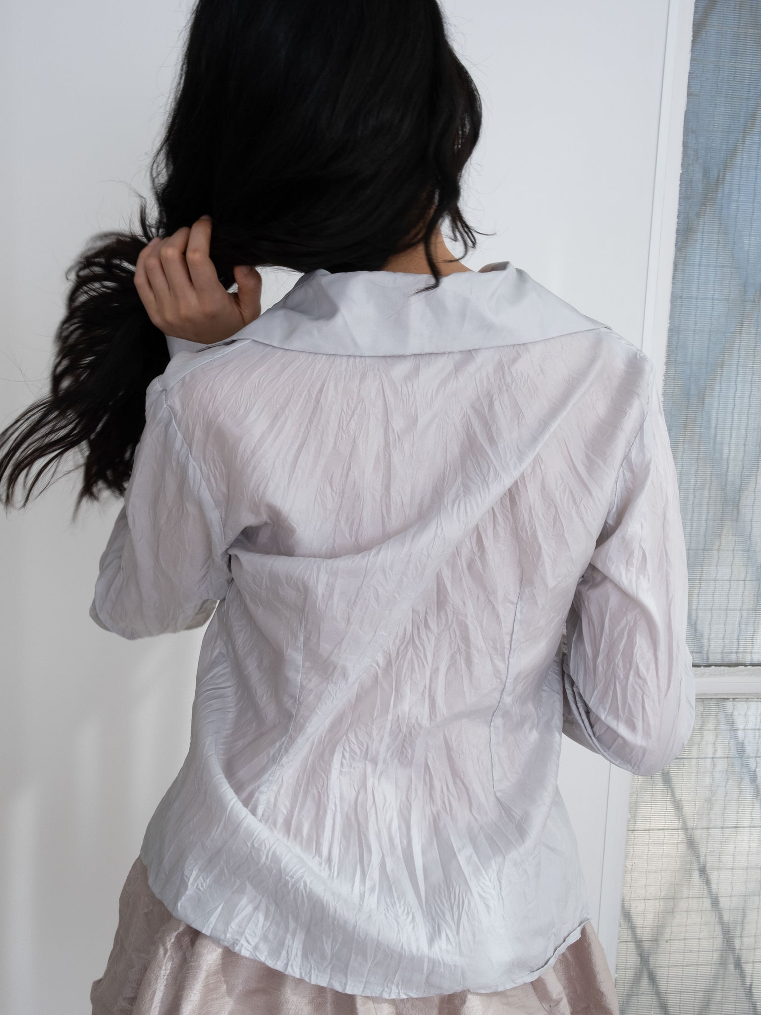 0349 / Wrinkled Metallic Blouse