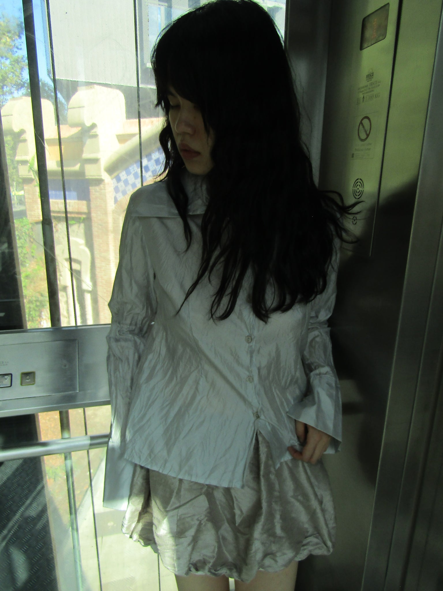 0349 / Wrinkled Metallic Blouse