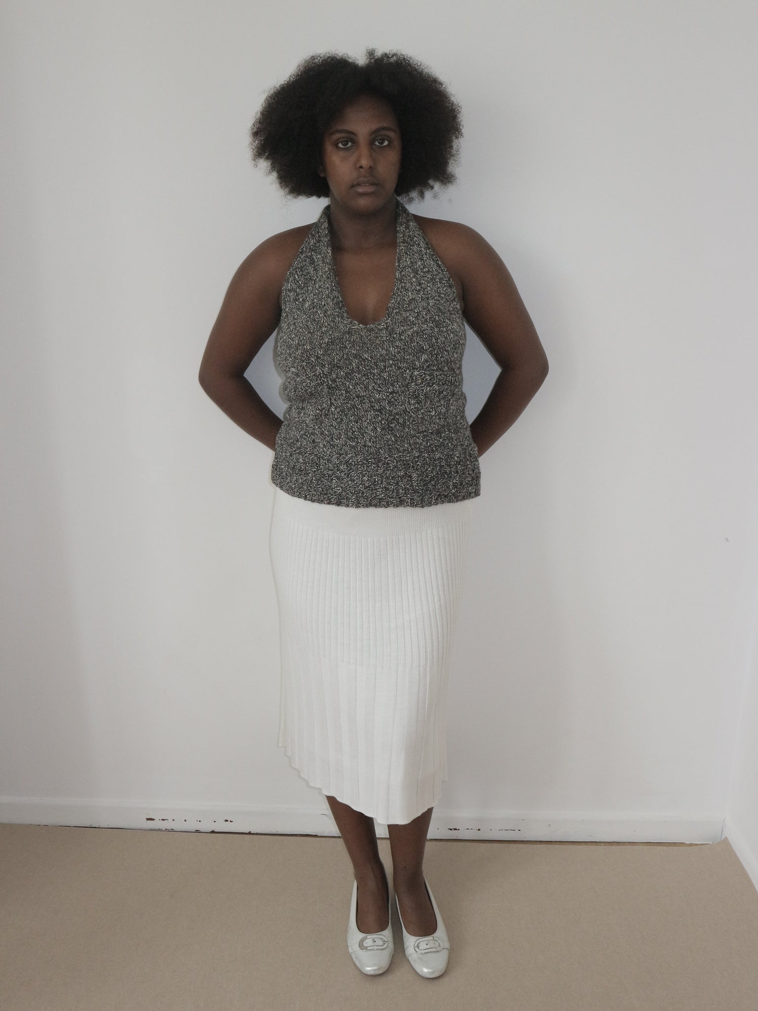 0088 / Asymmetric ribbed skirt