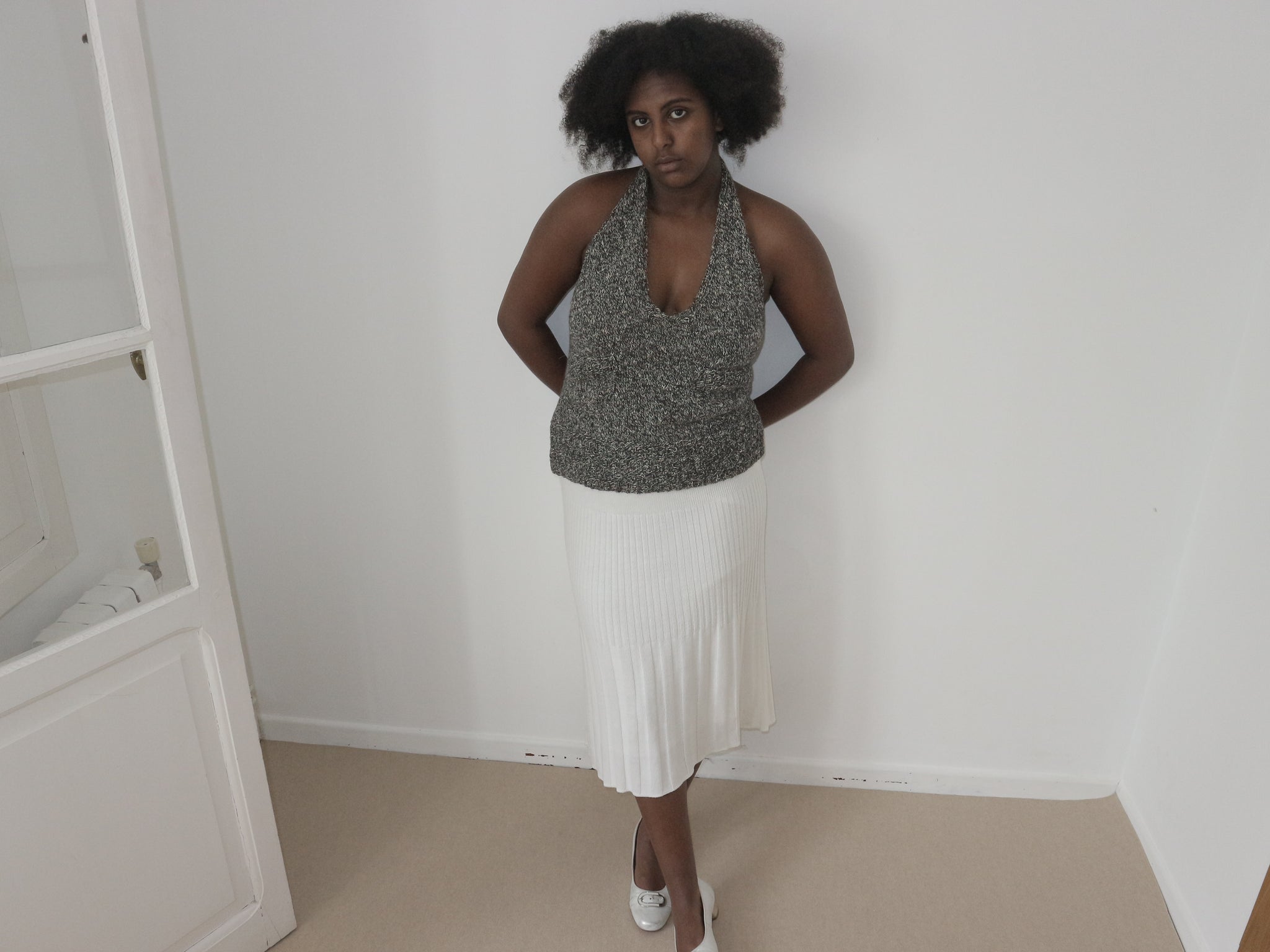 0088 / Asymmetric ribbed skirt