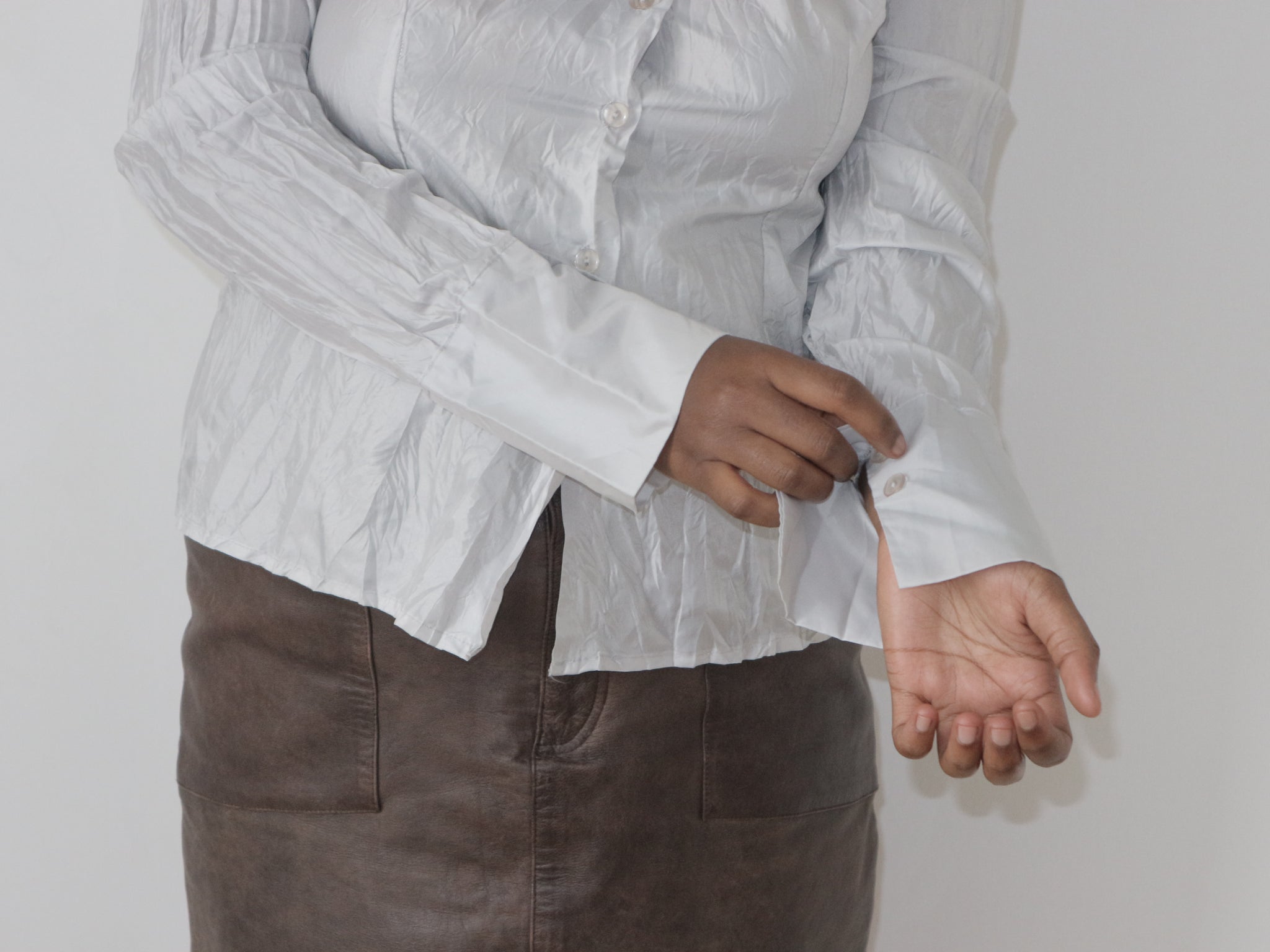 0349 / Wrinkled Metallic Blouse