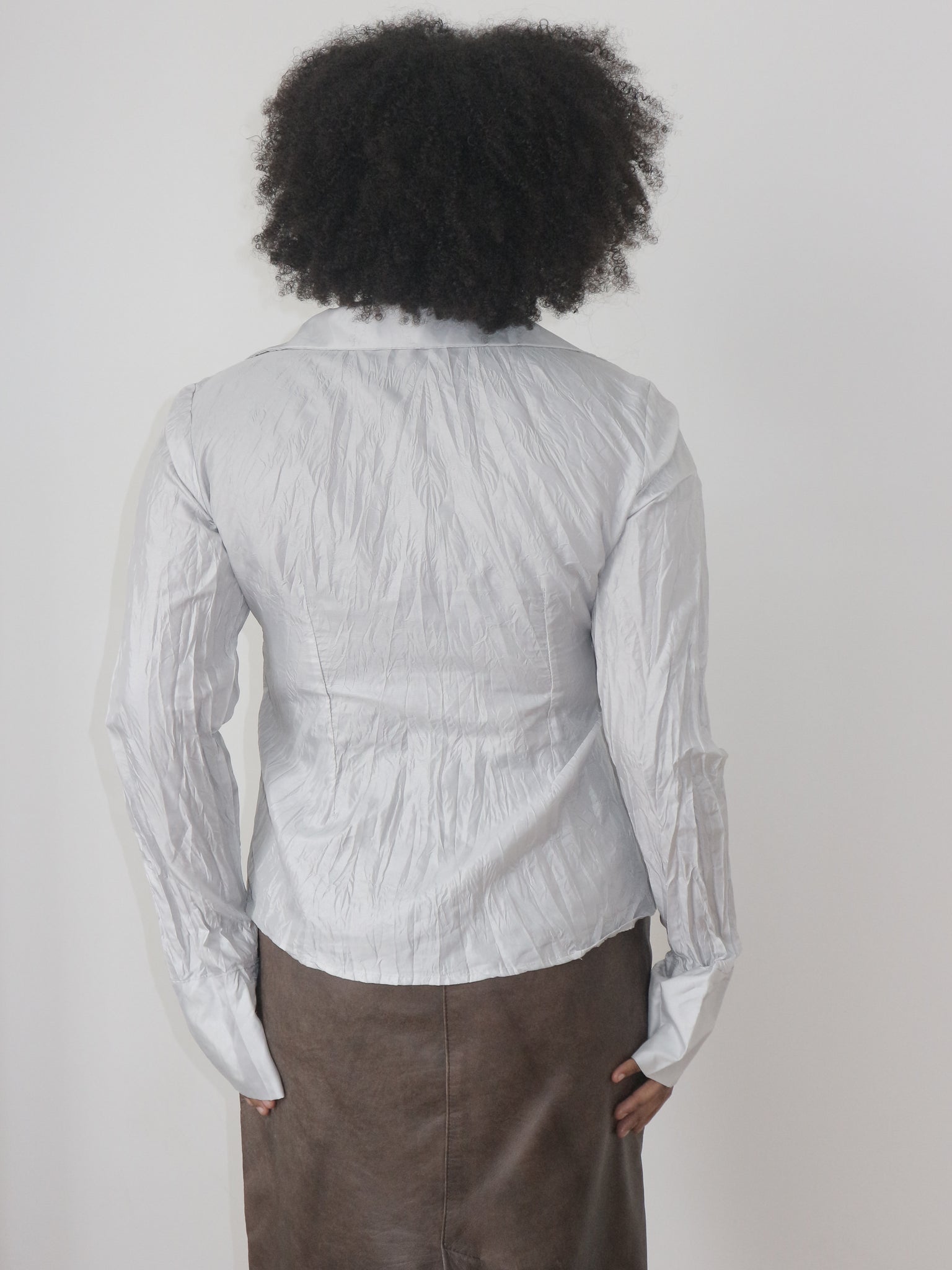 0349 / Wrinkled Metallic Blouse